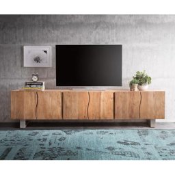 DELIFE Lowboard Live-Edge 220 cm Akazie Natur massiv 6 Türen, Lowboards, Baumkantenmöbel, Massivholzmöbel, Massivholz