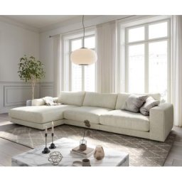 DELIFE Ecksofa Cubico 350x190 cm Strukturstoff Beige Recamiere links, Ecksofas
