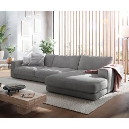 DELIFE Ecksofa Cubico 350x190 cm Cord Silbergrau Recamiere rechts, Ecksofas