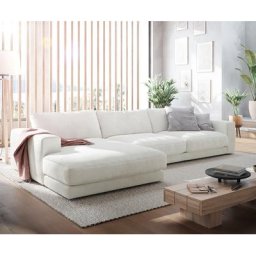 DELIFE Ecksofa Cubico 350x190 cm Cord Beige Recamiere links, Ecksofas