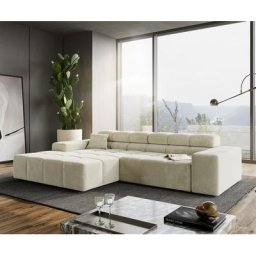 DELIFE Ecksofa Phia 280x180 cm Strukturstoff Beige Recamiere links, Ecksofas