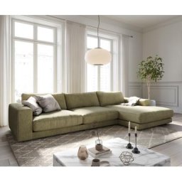 DELIFE Ecksofa Cubico 350x190 cm Strukturstoff Olive Recamiere rechts, Ecksofas