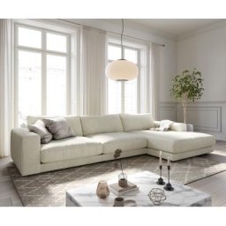 DELIFE Ecksofa Cubico 350x190 cm Strukturstoff Beige Recamiere rechts, Ecksofas