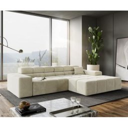 DELIFE Ecksofa Phia 280x180 cm Strukturstoff Beige Recamiere rechts, Ecksofas