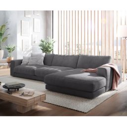DELIFE Ecksofa Cubico 350x190 cm Cord Anthrazit Recamiere rechts, Ecksofas