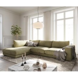 DELIFE Ecksofa Cubico 325x225 cm Strukturstoff Olive Ottomane links, Ecksofas