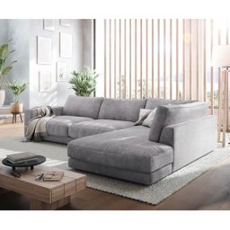 DELIFE Ecksofa Cubico 325x225 cm Cord Silbergrau Ottomane rechts, Ecksofas