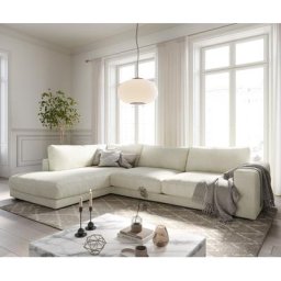 DELIFE Ecksofa Cubico 325x225 cm Strukturstoff Beige Ottomane links, Ecksofas