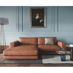 DELIFE Ecksofa Cubico 250x190 cm Echtleder Braun Recamiere links, Ecksofas