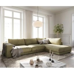 DELIFE Ecksofa Cubico 325x225 cm Strukturstoff Olive Ottomane rechts, Ecksofas