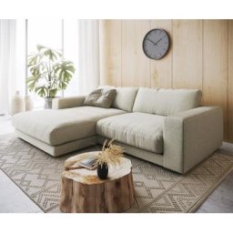 DELIFE Ecksofa Cubico 250x190 cm Strukturstoff Beige Recamiere links, Ecksofas