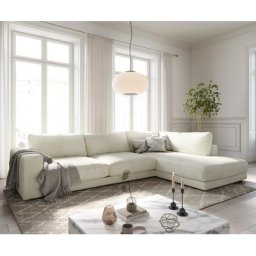 DELIFE Ecksofa Cubico 325x225 cm Strukturstoff Beige Ottomane rechts, Ecksofas