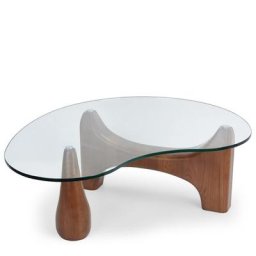 Couchtisch ORWELL - Couchtisch mit organischen Formen, Glas & Eschenholz