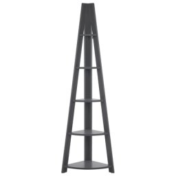 Bücherregal Grau Faserplatte PVC Spanplatte 175 x 49 x 35 cm 5 Fächer Modern Skandinavisch Hohes Schmales Leiterregal Wohnzimmer Flur Diele