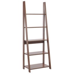 Regal Dunkler Holzfarbton 5 Fächer 175 x 62 x 39 cm Modern Minimalistisch Leiterregal Viel Stauraum Wohnzimmer Schlafzimmer