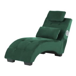 Chaiselongue Dunkelgrün Samtstoff Bluetooth Lautsprecher USB Port Modernes Design Glamouröser Edler Stil Relaxliege für Wohnzimmer