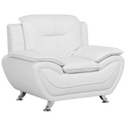 Sessel Weiß Kunstleder Metall Einzelsessel Armsessel Wohnzimmer