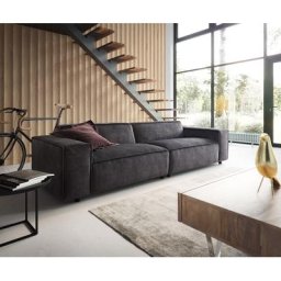 DELIFE Big-Sofa Tenso 285x105 cm Velour Anthrazit, Big Sofas