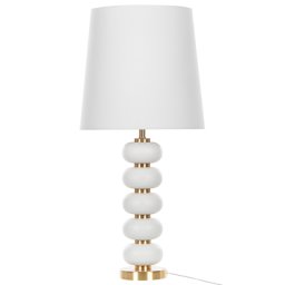 Tischlampe Weiß mit Gold Stahl / Polyester / Baumwolle 80 cm Dekorativer Lampenfuß Langes Kabel mit Schalter Industrie Design Wohnzimmer Salon