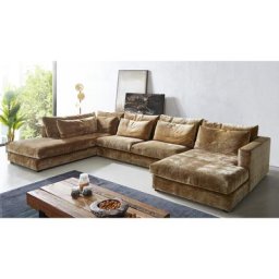 DELIFE Wohnlandschaft Isla 430x225 Chenille Gold Ottomane links, Wohnlandschaften