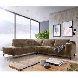 DELIFE Ecksofa Largo 290x230 Chenille Schlamm Ottomane links, Ecksofas