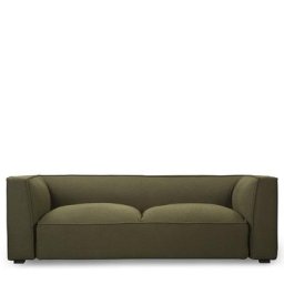3-Sitzer-Sofa AUSTER - 3-Sitzer-Sofa, Bouclé Stoff in Veronese Grün mit Fleckenschutz & schwarzes Holz, B220