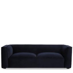 3-Sitzer-Sofa AUSTER - 3-Sitzer-Sofa, Samt in Marineblau & schwarzes Holz, B220