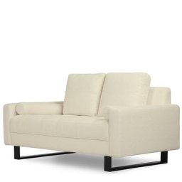 2-Sitzer-Sofa MIDNIGHT - 2-Sitzer-Sofa, Bouclé Stoff in Himalaya Weiß & schwarzes Metall, B175