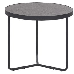 Couchtisch Grau / Schwarz klein ⌀ 50 cm in Betonoptik MDF Platte Stabiler Pulverbeschichteter Metallrahmen Rund Modern Industrielles Design