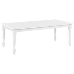 Couchtisch Weiß MDF-Platte 60 x 120 cm mit gedrechselten Holzbeinen rechteckig Vintage Landhaus Stil Salon Wohnzimmer Diele Flur Esszimmer