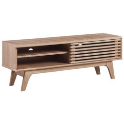 Fernsehtisch Heller Holzfarbton MDF Platte 44 x 117 x 35 cm Trendy Elegant Praktisch Multifunktional 2 Fächer Wohnzimmer