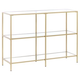 Konsolentisch Gold / Transparent Gehärtetes Glas/Eisen 3 Fächer Rechteckig Wohnzimmer Flur Schlafzimmer im Glamour Stil