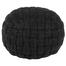 Pouf Schwarz Samtstoff 45 x 35 cm Rund Wohnzimmer Salon Kinderzimmer Schlafzimmer Elegant Modernes Design