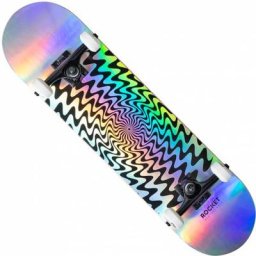 Rocket Warp Foil Silver 8"" Skateboard RKT-COM-1552