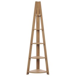 Leiterregal heller Holzfarbton MDF Platte 175 x 49 x 35 cm 5 Fächer Modern Skandinavisch Hohes Schmales Leiterregal Wohnzimmer Flur Diele