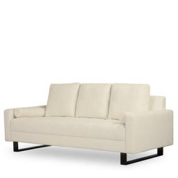 3-Sitzer-Sofa MIDNIGHT - 3-Sitzer-Sofa, Bouclé-Stoff in Himalaya-Weiß & schwarzes Metall, B220