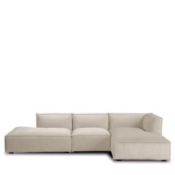 Ecksofa AUSTER - Ecksofa rechts, Samt in Lafayette Taupe & schwarzes Holz, B300
