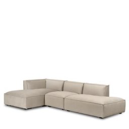 Ecksofa AUSTER - Ecksofa links, Samt in Lafayette Taupe & schwarzes Holz, B300