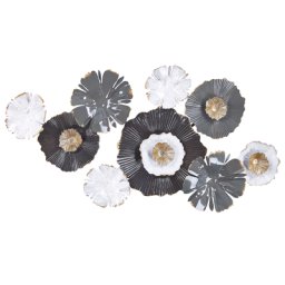 Wanddekoration Weiß und Grau Eisen Blumen Einteilig Handgemacht Modern Wandobjekt Wanddeko für Schlafzimmer Wohnzimmer Flur Küche Esszimmer