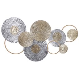 Wanddekoration Gold und Silber Eisen Kreise Einteilig Handgemacht Modern Wandobjekt Wanddeko für Schlafzimmer Wohnzimmer Flur Küche Esszimmer