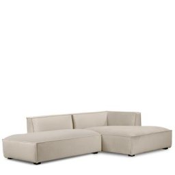 Ecksofa AUSTER - Ecksofa rechts, Samt in Lafayette Taupe & schwarzes Holz, B260