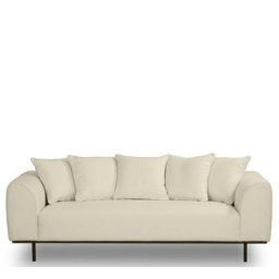 3-Sitzer-Sofa KAUFMAN - 3-Sitzer Sofa, Bouclé Stoff in Himalaya Weiß & schwarzes Metall, B208