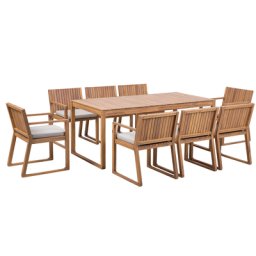 Gartenmöbel Set Akazienholz taupe Sitzkissen 8-Sitzer Terrasse Outdoor Rustikal Landhaus