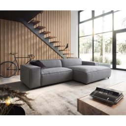DELIFE Ecksofa Tenso 280x165 cm Strukturstoff Grau Recamiere rechts, Ecksofas