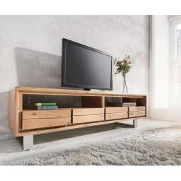 DELIFE Lowboard Live-Edge 190 cm Akazie Natur 4 Schübe, Lowboards, Baumkantenmöbel, Massivholzmöbel, Massivholz