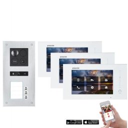 WLAN Video-Türsprechanlage BALTER ERA 2-Draht BUS für 3-Familienhaus (Türstation Farbe : Anthrazitgrau)