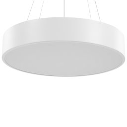 LED Hängelampe Weiß Stahl und Acryl ø 60 cm Rund Trommelform mit Langem Kabel Modern für Flur Küche Esstisch Wohnküche Hohe Decken Innenräume