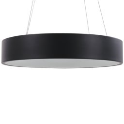 LED Hängelampe Schwarz Stahl u. Acryl ø 60 cm Rund Ringform mit Langem Kabel Modern für Flur Küche Esstisch Wohnküche Hohe Decken Innenräume