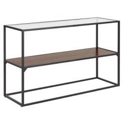 Konsolentisch Dunkler Holzfarbton / Schwarz 122x40 cm Ablagefläche Industriell Modernes Design Konsolentisch für Wohnzimmer Flur Schlafzimmer