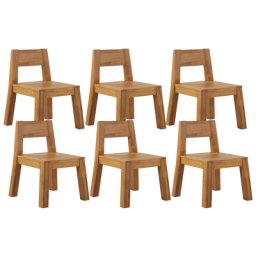 Gartenstuhl 6er Set Hellbraun Akazienholz mit Rückenlehne rustikaler Stil Balkon Terrasse Outdoor Indoor Möbel Gartenausstattung